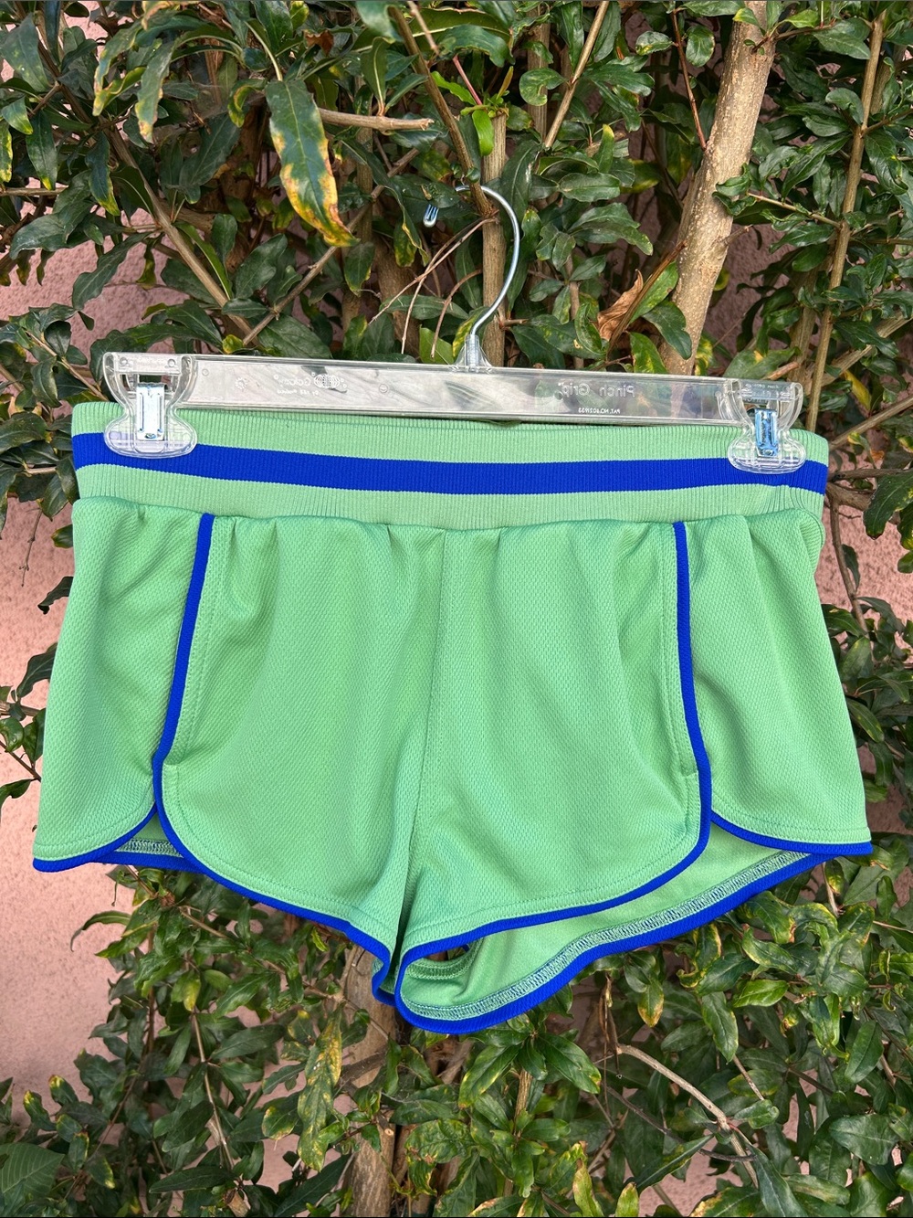 Free People Mint Green Athletic Shorts with Royal Blue Trim
